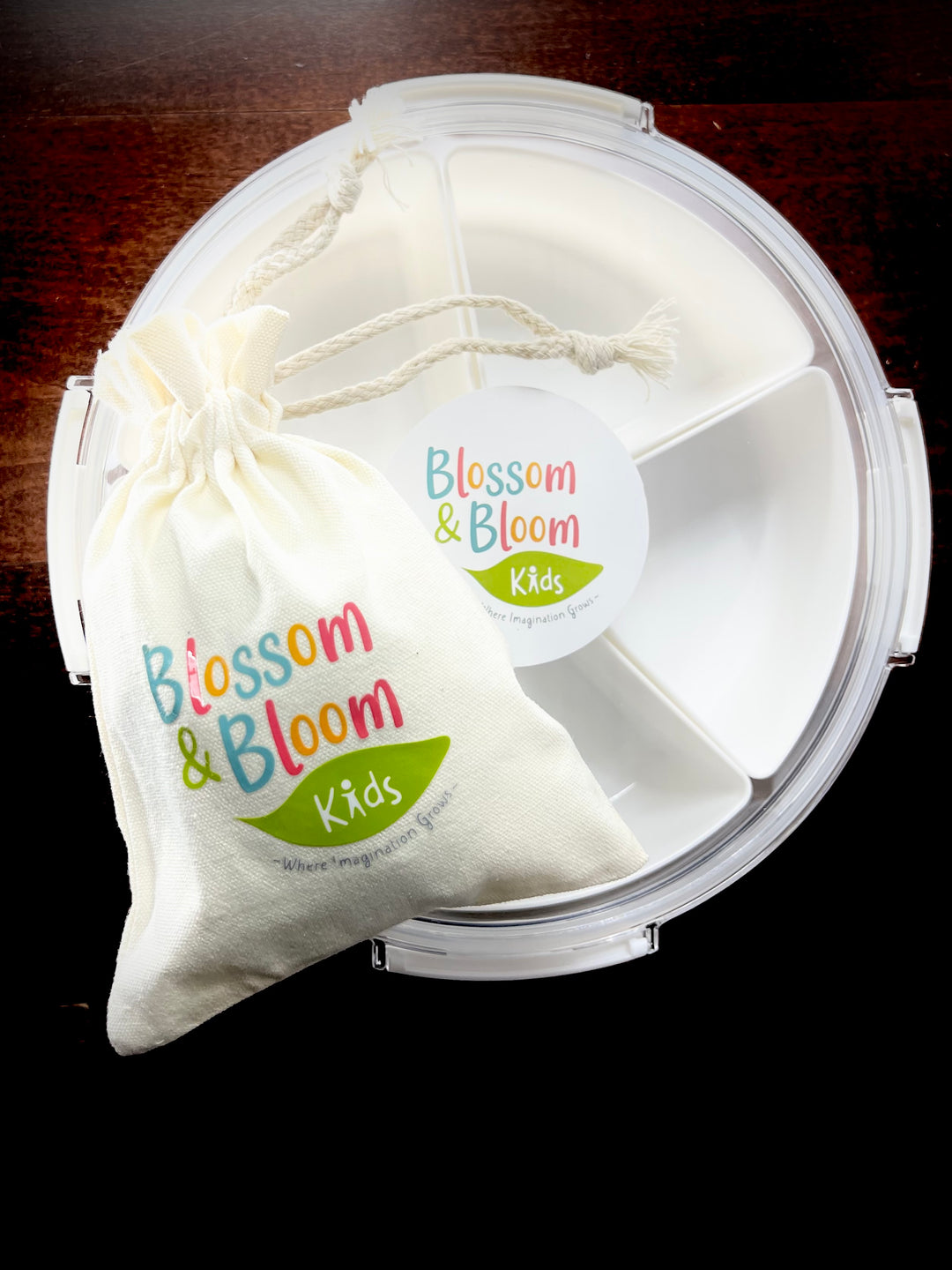 Blossom & Bloom Kids clean, products designed for organization & storage in bags and containers with clear plastic lids