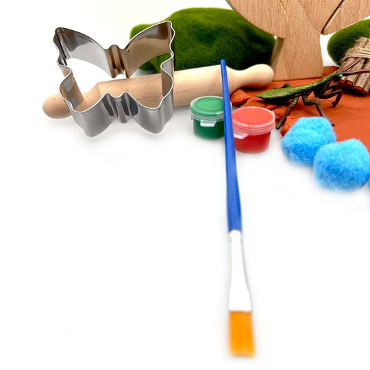Camping trip sensory play kit with butterfly play dough cutter, paints, paintbrush - Camping Trip, Imaginary / Pretend play, Play dough kit, Sensory learning, Montessori - Blossom & Bloom Kids - Camping Trip, Playdough Play Set - Blossom & Bloom Kids