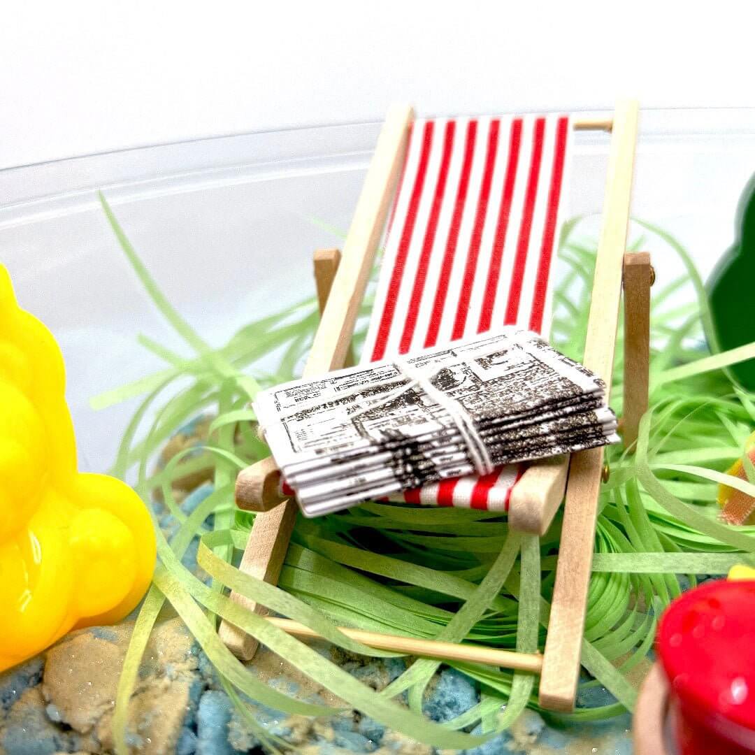 Outdoor Explorer Camp kinetic sand kit with camp chair and newspaper - Outdoor Explorer, Imaginary / Pretend play camp, Kinetic sand kit, Sensory learning, Montessori - Blossom & Bloom Kids - Outdoor Explorer, Play Set with Kinetic Sand - Blossom & Bloom Kids