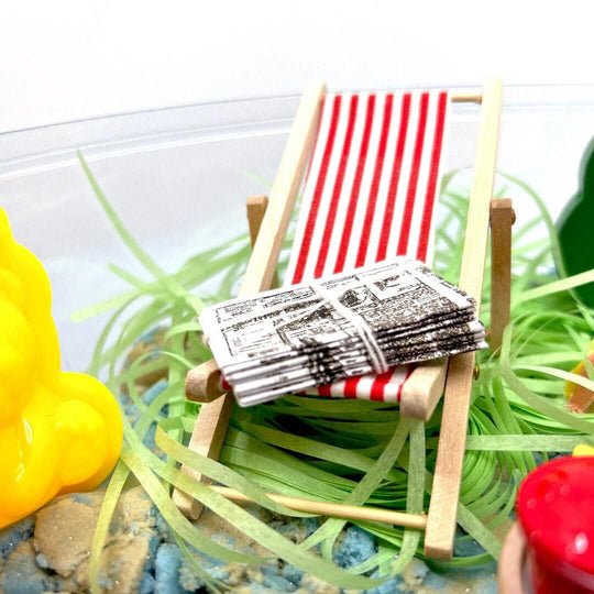 Outdoor Explorer Camp kinetic sand kit with camp chair and newspaper - Outdoor Explorer, Imaginary / Pretend play camp, Kinetic sand kit, Sensory learning, Montessori - Blossom & Bloom Kids - Outdoor Explorer, Play Set with Kinetic Sand - Blossom & Bloom Kids