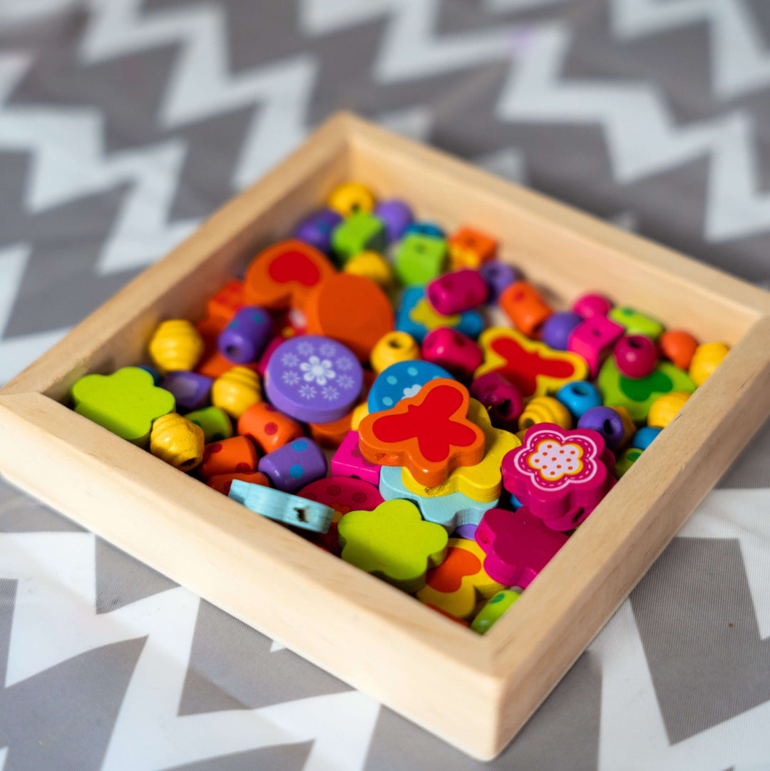 Wooden Bead Hearts & Butterflies Necklace - Wooden Bead Hearts & Butterflies Necklace - Blossom & Bloom Kids