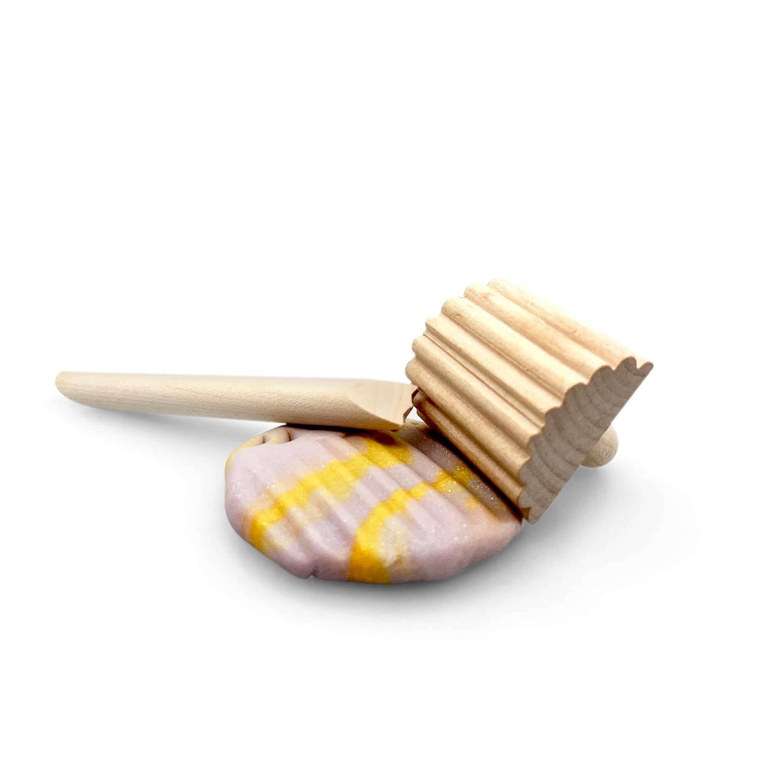 Natural Wood playdough tools for rolling patterns and stamping