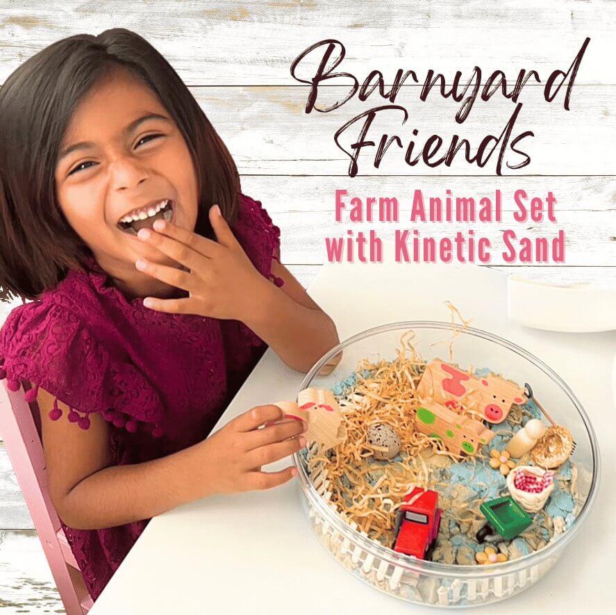 Barnyard Friends, Farm Animal Set with Kinetic Sand - Barnyard Friends, Farm Animal Set with Kinetic Sand - Blossom & Bloom Kids