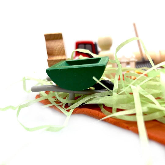 Wooden Green Wheelbarrow in Once Upon A Farm Playdough Kit from Blossom & Bloom Kids - Once Upon A Farm, Playdough Kit - Blossom & Bloom Kids