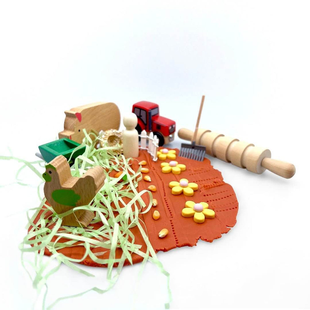 Once Upon A Farm Playdough Kit with wooden toys from Blossom & Bloom Kids - Once Upon A Farm, Playdough Kit - Blossom & Bloom Kids