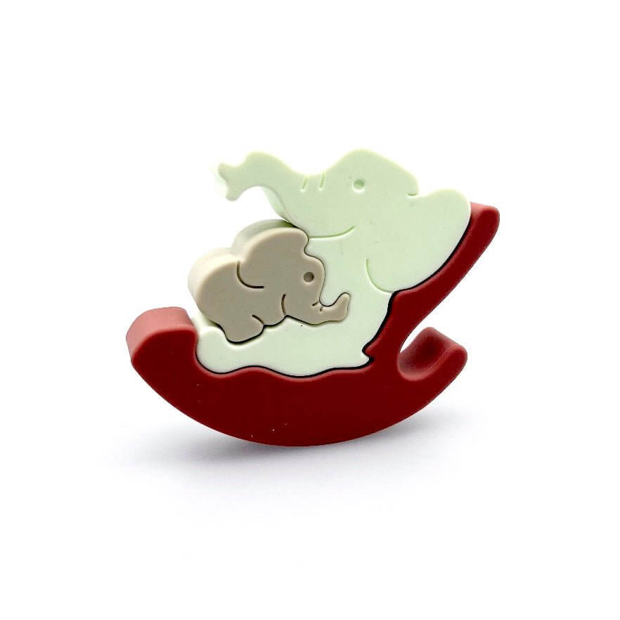 Light Gray Baby Elephant Puzzle Silicone puzzle - Silicone Baby Elephant Puzzle - Blossom & Bloom Kids