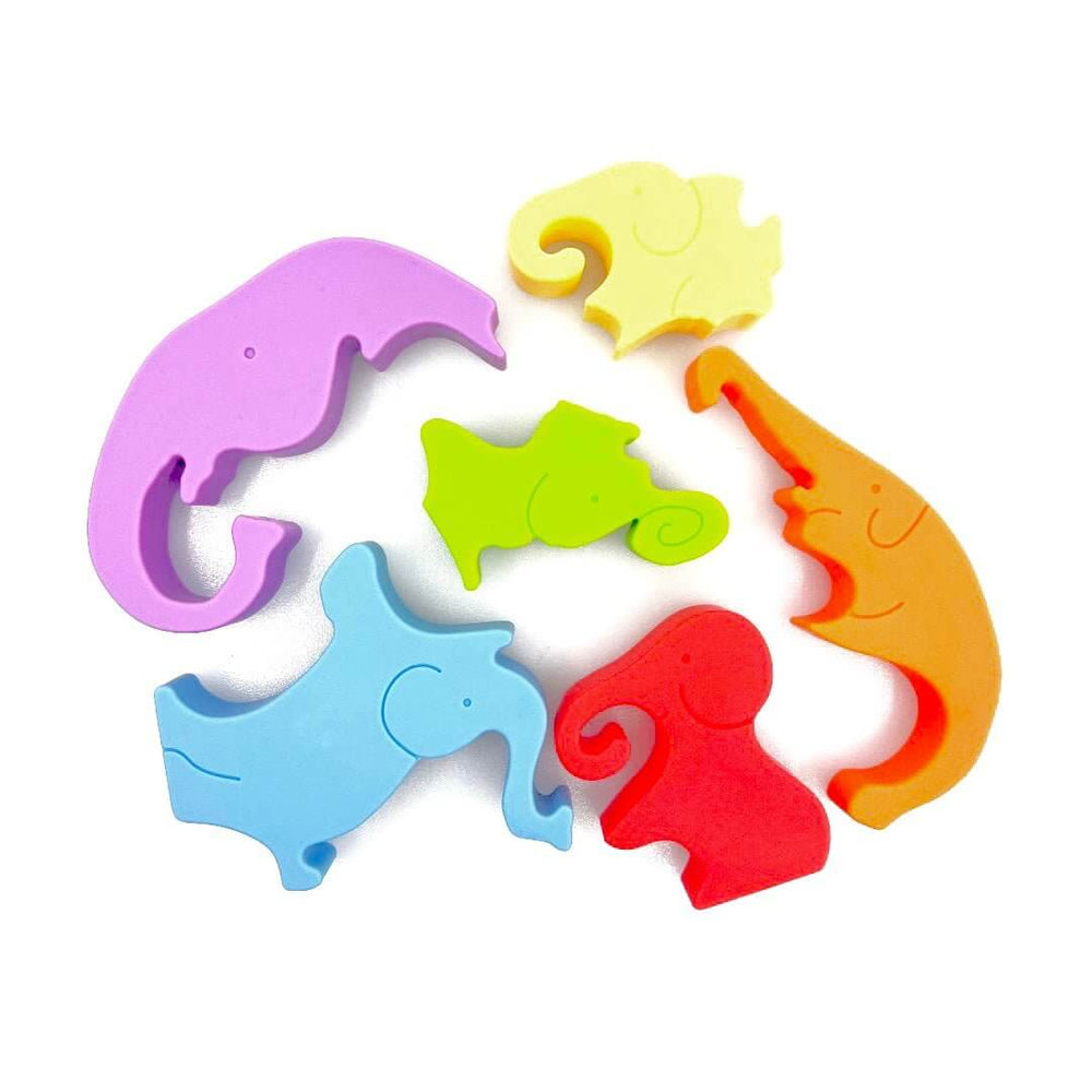 Light Gray Stacking Elephant Puzzle Craft tools - Silicone Stacking Elephant Puzzle - Blossom & Bloom Kids
