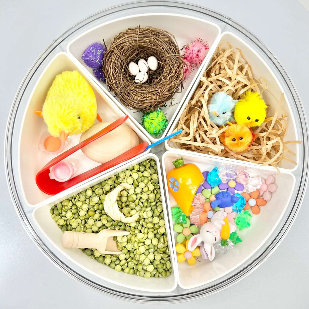 Light Gray Easter Garden (with lentils) Sensory play kit - Spring Garden, Lentil sensory kit, Egg painting, Imaginary / Pretend play, Montessori - Blossom & Bloom Kids