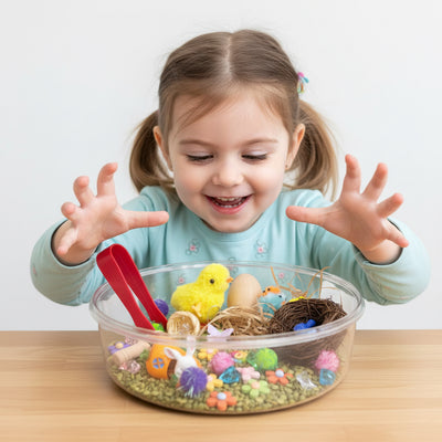 Beige Easter Garden (with lentils) Sensory play kit - Spring Garden, Lentil sensory kit, Egg painting, Imaginary / Pretend play, Montessori - Blossom & Bloom Kids