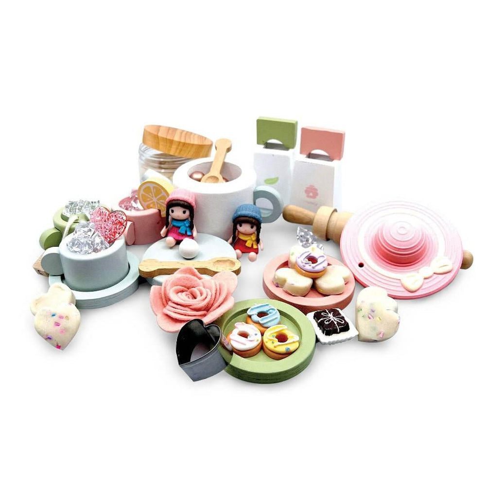 The perfect tea party play dough gift set - The Perfect Tea Party Set, Pretend play with cookies, Playdough kit, Sensory learning, Montessori - Blossom & Bloom Kids - The Perfect Tea Party Set with Playdough - Blossom & Bloom Kids